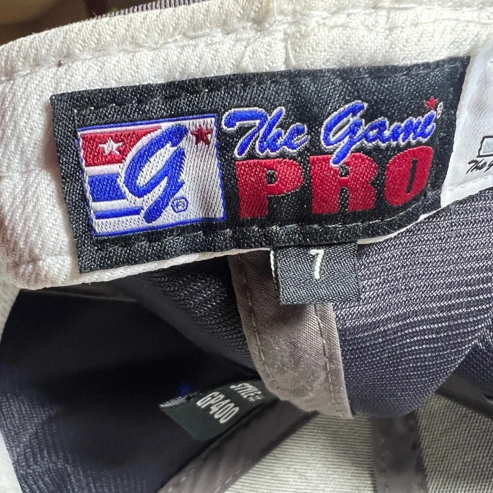 The Game Pro Texas Rangers Fitted‎ Baseball Hat Grey Blue Red Size 7 GP400 Cap